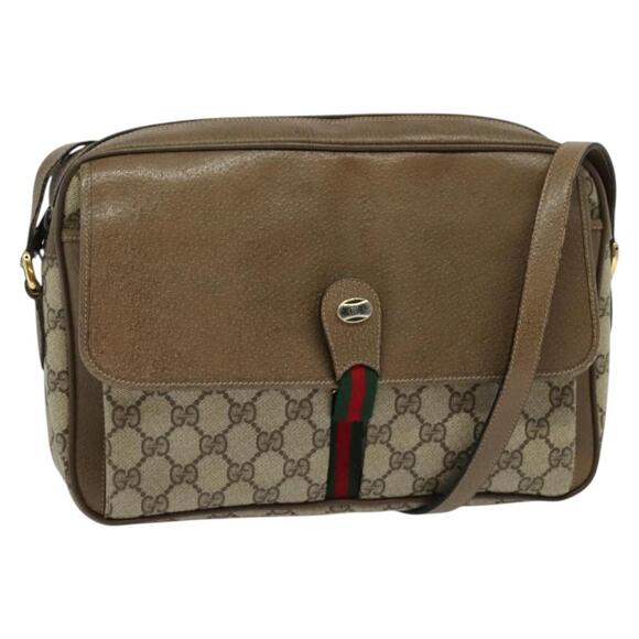 GUCCI GG Supreme Web Sherry Line Shoulder Bag Pvc Beige Gold - Picture 1 of 16